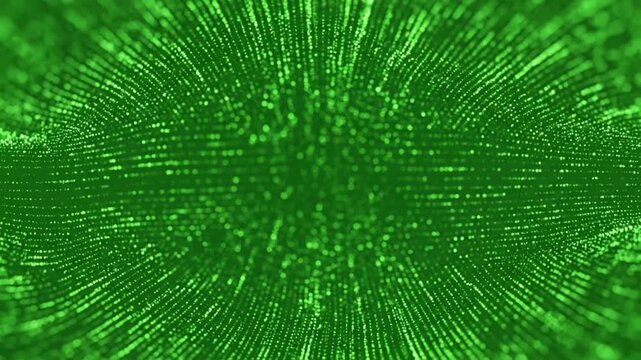 Expanding circular particle wave emitting from center with smooth fading on green screen