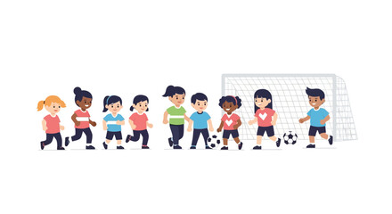 Fototapeta premium Children Playing Soccer Together.