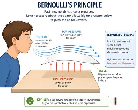 Person Blowing Over Paper to Demonstrate Bernoulli&rsquo;s Principle