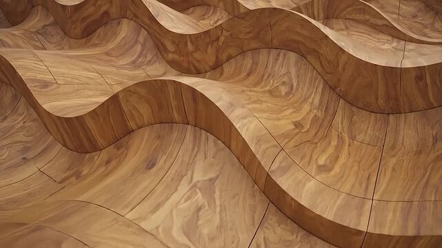 Abstract wavy wooden paneling with natural grain texture