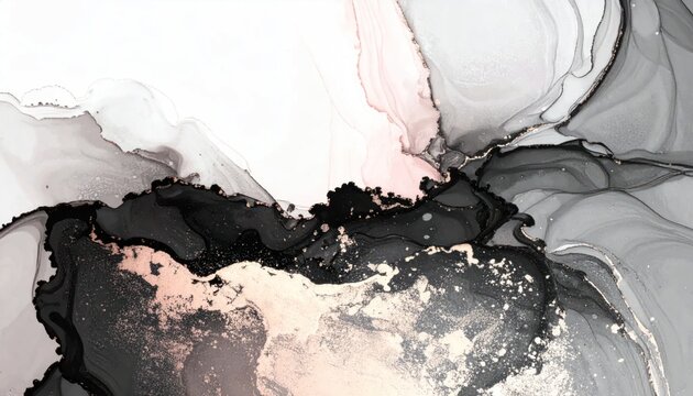 Elegant abstract alcohol ink background with pink and black.