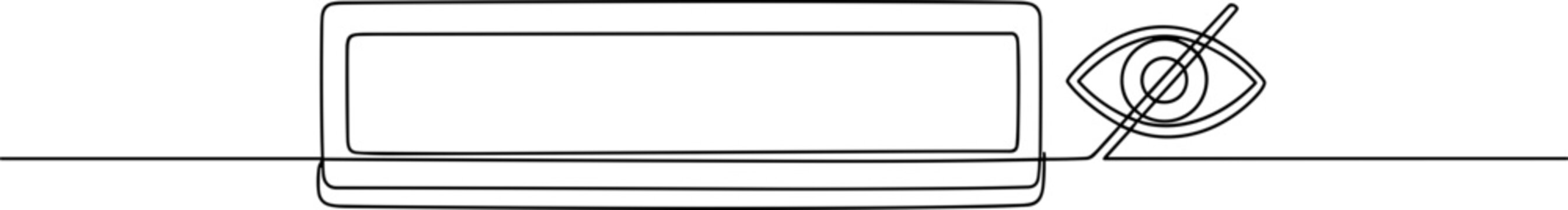 Eye icon over blank rectangle, privacy symbol, data protection concept