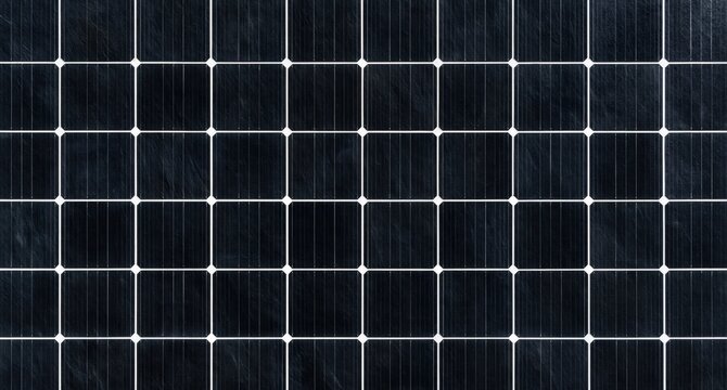 Solar panel texture with monocrystalline grid pattern for renewable energy background