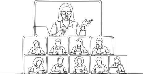 Obraz premium Online meeting, remote work, team collaboration, video conference, business communication