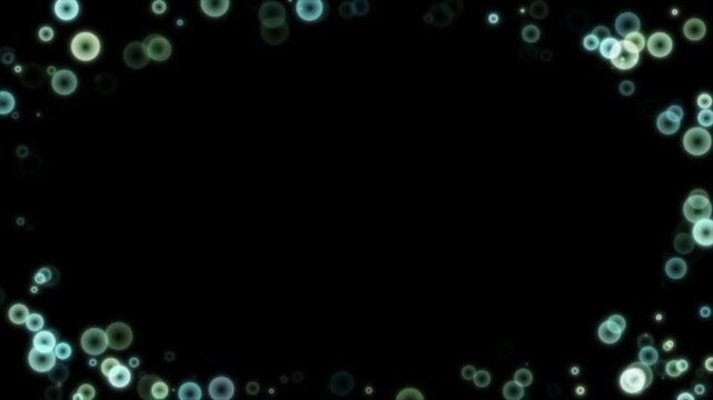 緑と青のパーティクルが画面を縁取るおしゃれなループ背景
