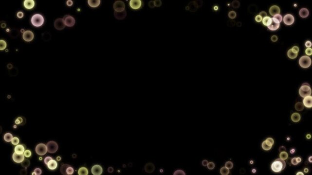 ピンクと黄色のパーティクルが画面を縁取るおしゃれなループ背景