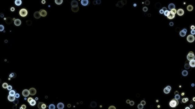 黄色と青のパーティクルが画面を縁取るおしゃれなループ背景