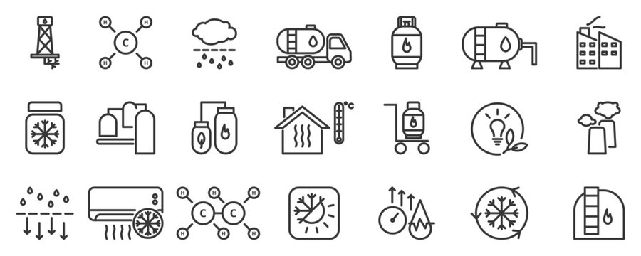 Liquefied natural gas banner concept illustration with icon of fracking, methane, liquefaction, transport, energy, gas, storage, industry liquefied natural gas universe icon set
