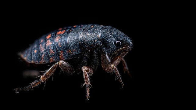Extreme Close-Up Macro Photograph of a Flea Insect Revealing Intricate Details