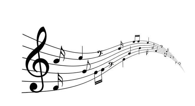 Musical staff with treble clef and flowing notes