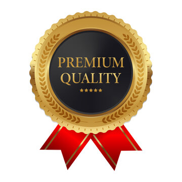 premium quality golden medal with five star for certificate element design