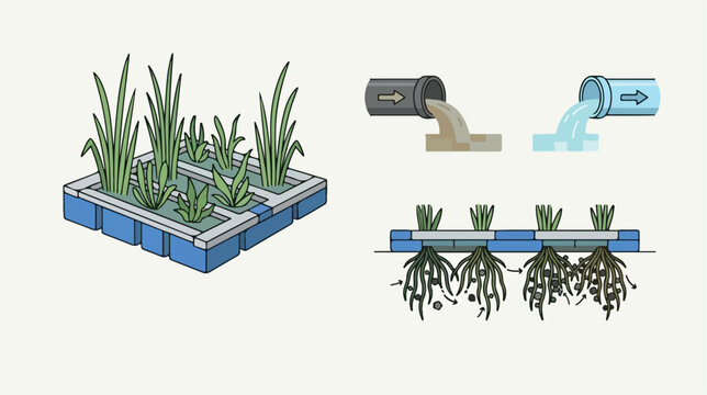 Hydroponic System Plant Roots Growing.