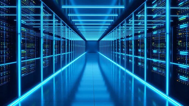 server room with blue lights
