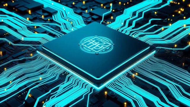 Microchip with glowing circuitry