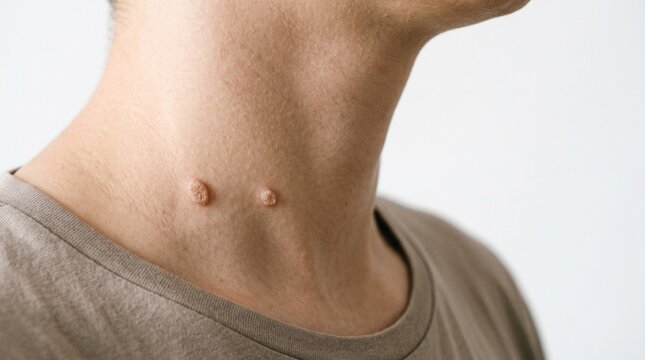 Dermatological Examination of Benign Skin Growths on Neck Area