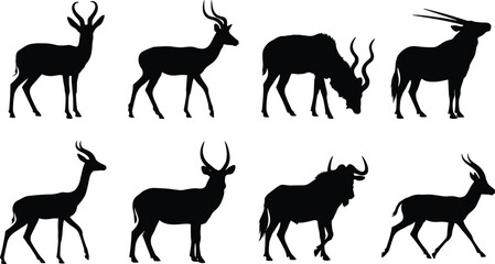 Fototapeta premium African Antelope and Wild Ungulate Silhouette Collection for Nature Design