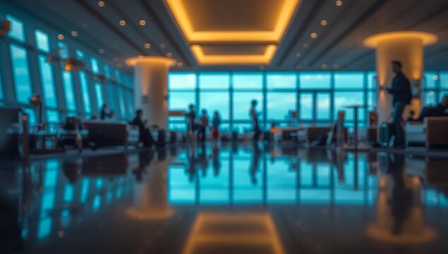 Generative AI captures a bustling airport terminal with travelers and modern architecture
