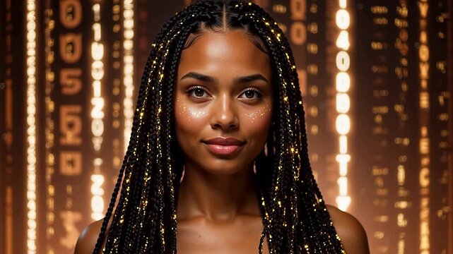Woman with braided hair and glitter