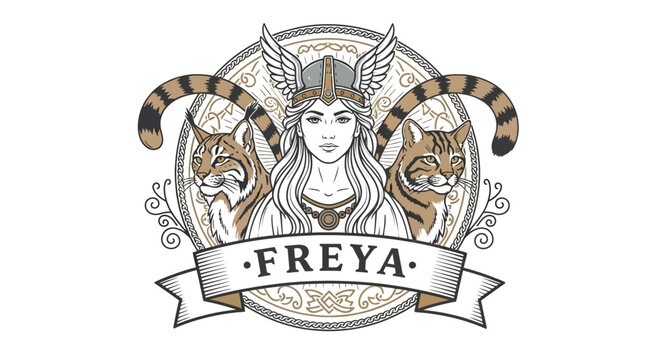 Freya Norse Goddess Illustration Logo.