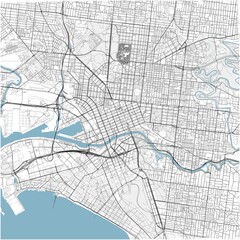 Obraz premium Melbourne City Map Poster Street Map JPG Contrast Dark Grey Gradient Road Blue Water Wall Art