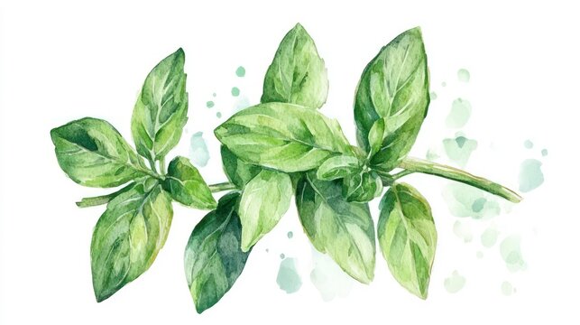 Mint watercolor background, Pastel watercolor logo, Vector illustration.