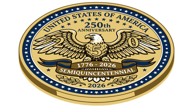 Patriotic United States 250th Anniversary Semiquincentennial Commemorative Emblem