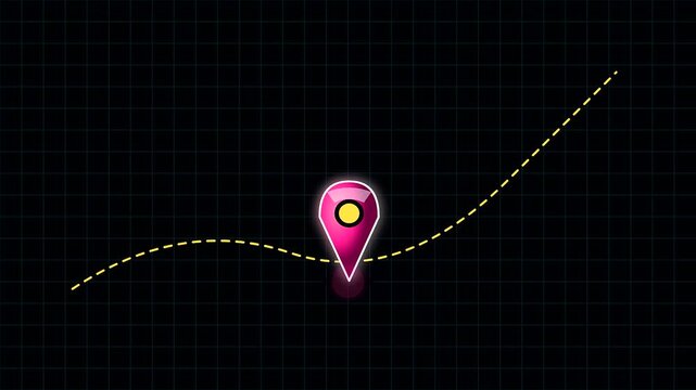 a magenta marker animation traces a smooth winding path across a dark grid as summer travel plans emerge during the soft shoulder season for global exploration