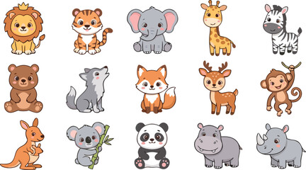 Fototapeta premium Kids Cartoon Animal Vector Graphics Bundle