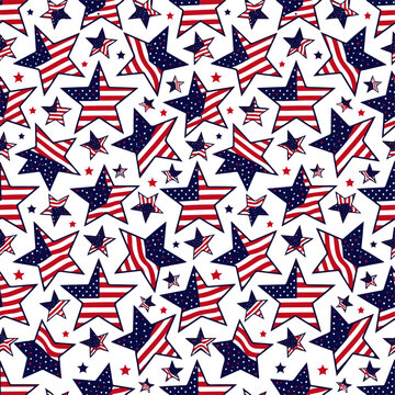 Patriotic American Flag Stars Seamless Pattern for Holiday and Celebration Design