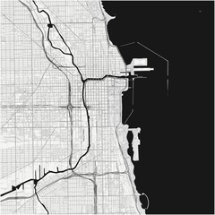 Chicago City Map Poster Street Map JPG Minimalist Pure Black White Feature Wall Art © AlphaDesign