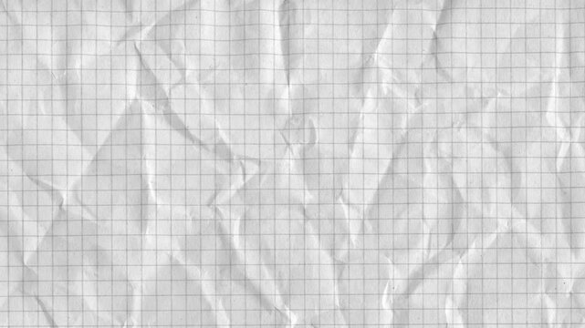 Crinkled White Checkered Paper Background Texture. Animated Crumpled Paper Texture