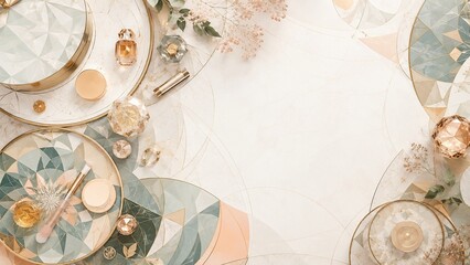Fototapeta premium vanity table top view flatlay background with copy space, Geometric and Fractal Art style