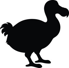 Black silhouette of an extinct dodo bird isolated on white background for wildlife and nature design projects © SreePoreshChandra