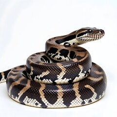 Fototapeta premium Powerful python reveals muscular serpentine form isolated on white