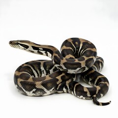 Fototapeta premium Giant python showcases detailed scaled texture isolated on white
