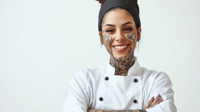 Former gang member female chef cook restauranteur smiling portrait success story redemption
