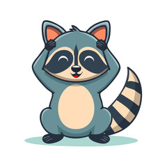 Fototapeta premium Cute cartoon raccoon vector illustration