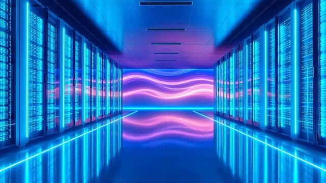 server room with neon lights