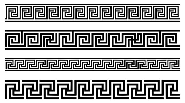Greek key pattern design with black and white geometric borders