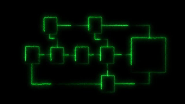 Animation of neon glowing team ,Tournament bracket templates isolated on black background.