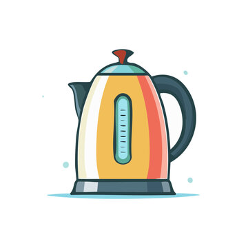 Colorful electric kettle flat vector illustration