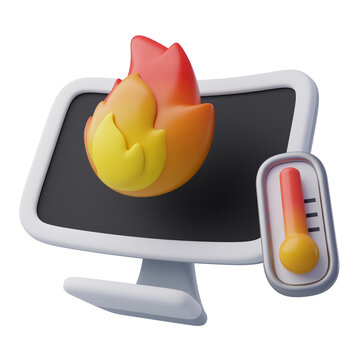 Computer Monitor with Heat Warning Thermometer
