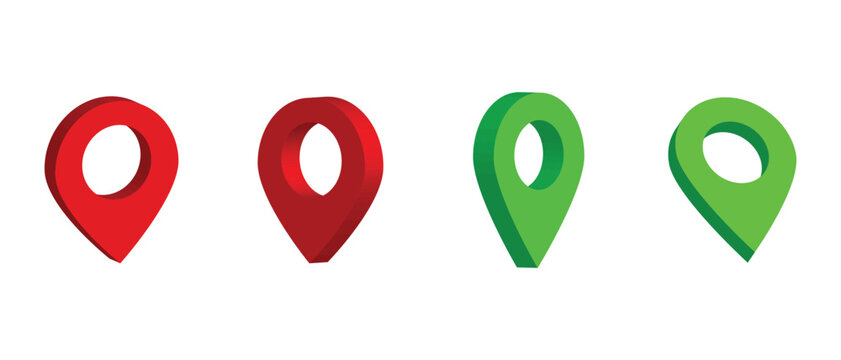 3D location pin icon collection featuring map markers, GPS navigation symbols, destination pointers and geolocation indicators for travel and user interface design