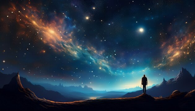 Dark Starry Night Background With Elegant Cosmic Darkness
