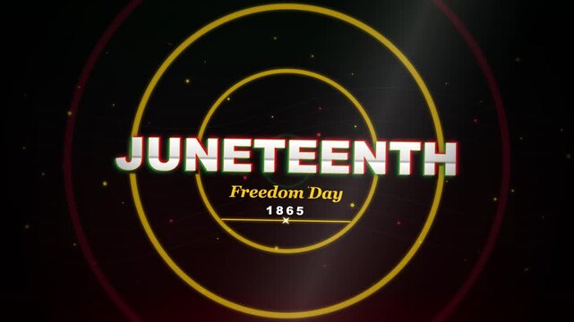 Juneteenth Freedom Day Celebration Motion Graphic With Concentric Red Yellow And Green Circles