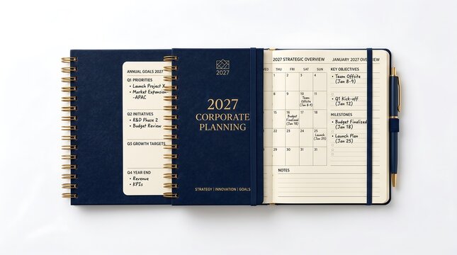 Open 2017 daily office planner book.
