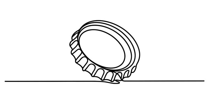 Continuous line drawing of a metal bottle cap
