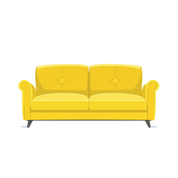 Yellow sofa flat vector illustration