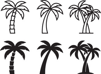 Fototapeta premium Outline and glyph palm trees, design element.