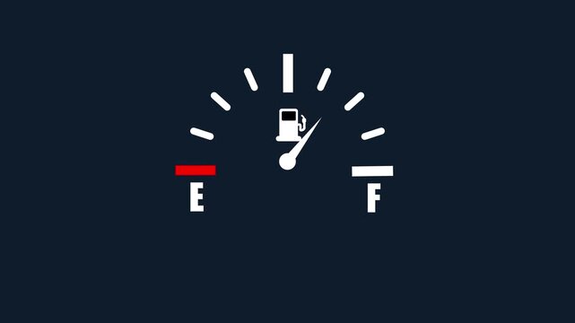 Fuel Gauge Showing Low Fuel Level On Dark Blue Background meter indicator